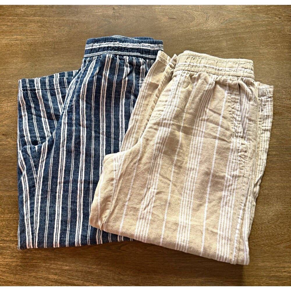 Old Navy Linen Pants Lot 2 Women's Petite Small High Rise Wide Leg Boho